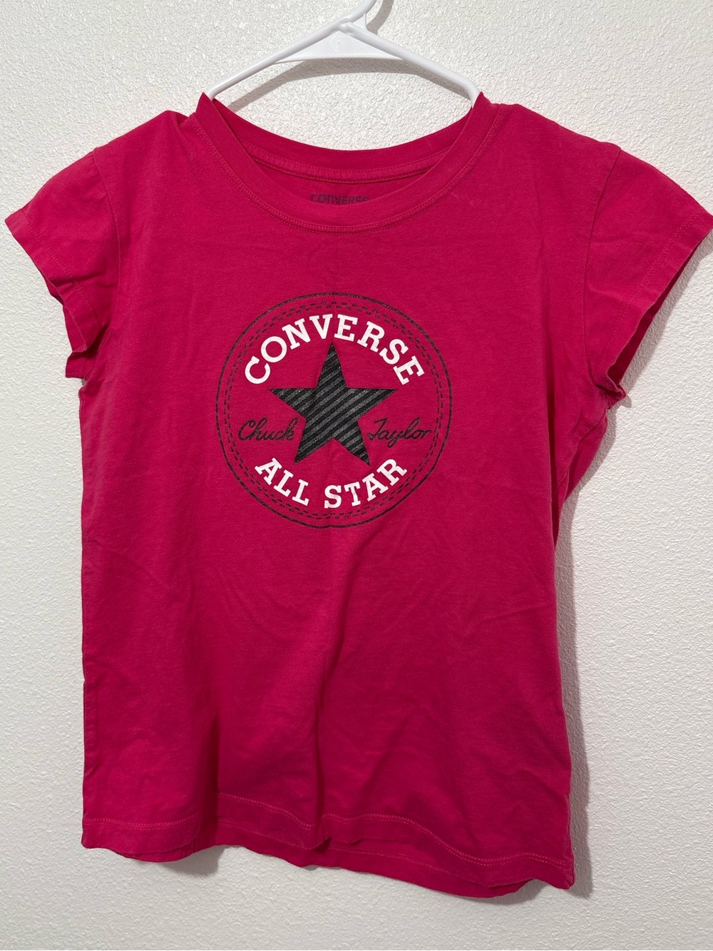 Converse Girl's Chuck Taylor All Star Short Sleeve Shirt Large 12-13 Hot Pink
